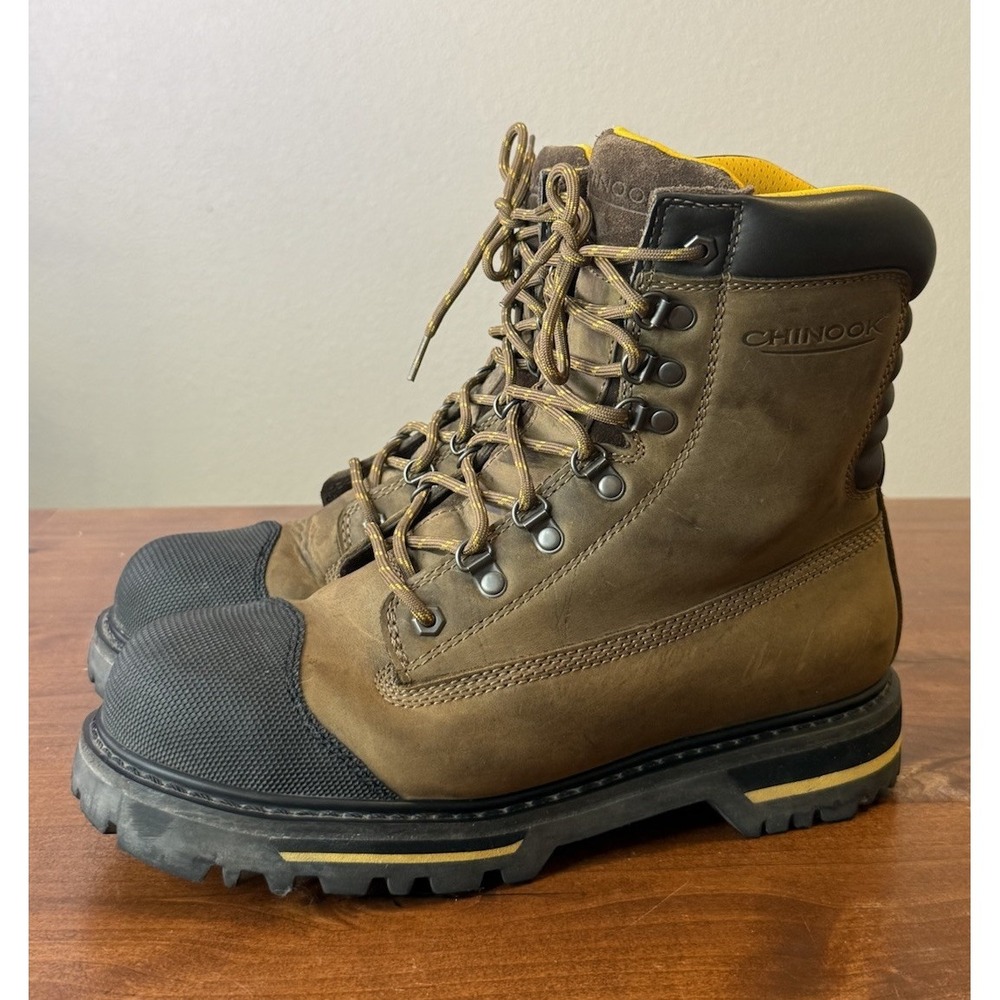 Chinook Tarantula Steel Toe SR 8" 8490B Mens Brown Work Safety Boots Sz 11 $120